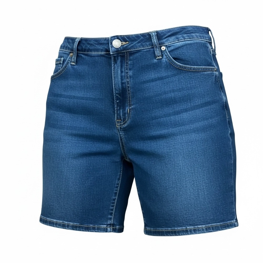 Seven7 Womens Dark Wash Denim Bermuda Shorts Size 16 Blue Stretch Jean Shorts